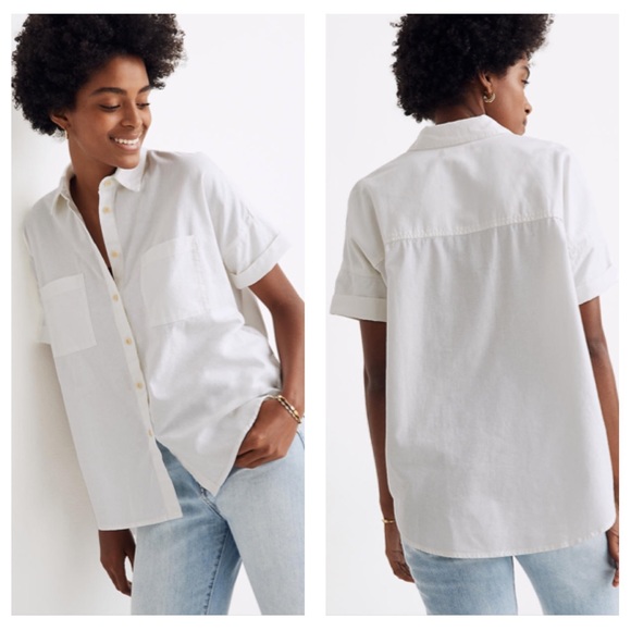 Madewell Tops - MADEWELL White Cotton Courier Shirt